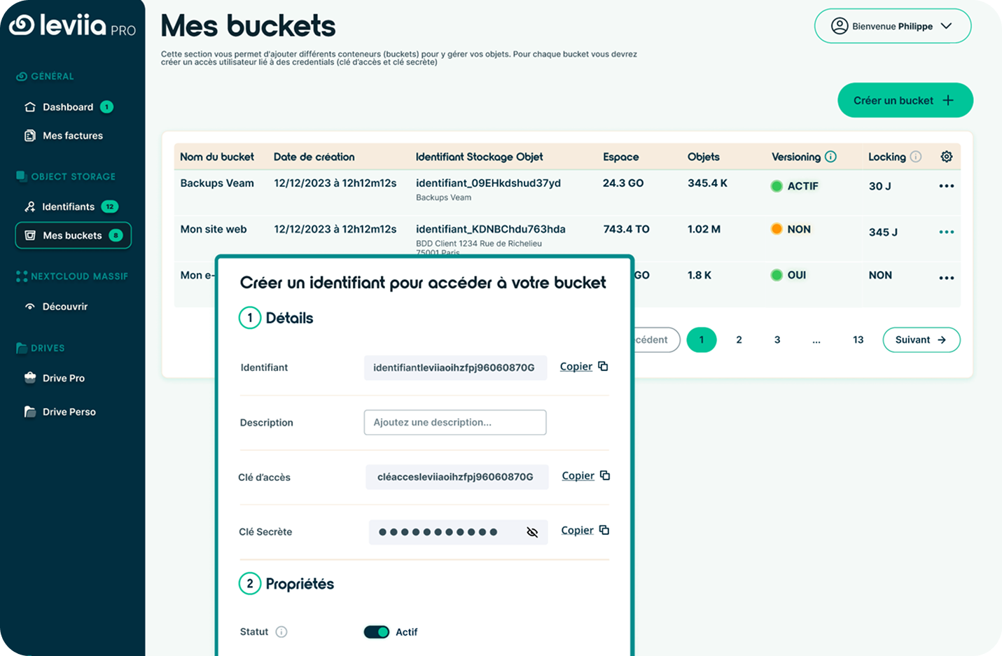 screenshot of Leviia Storag3
